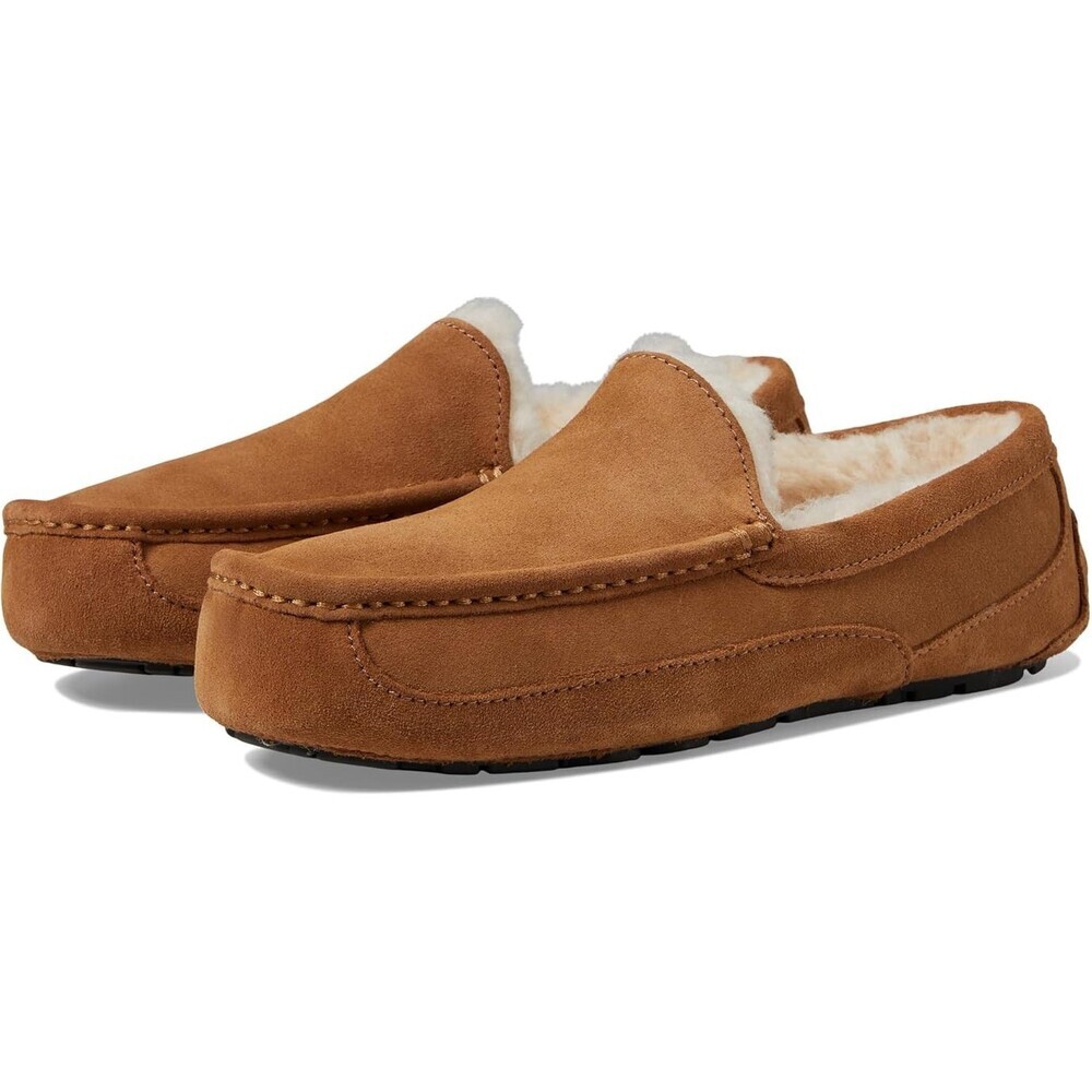 UGG Ascot 1101110W-CHE Men's Chestnut Suede Wool Lined Moc Toe Slippers GUG243